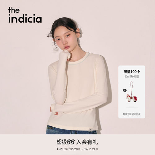 the indicia标记2026冬季新款简约清爽百搭米白长袖T恤L2D6TX373Y
