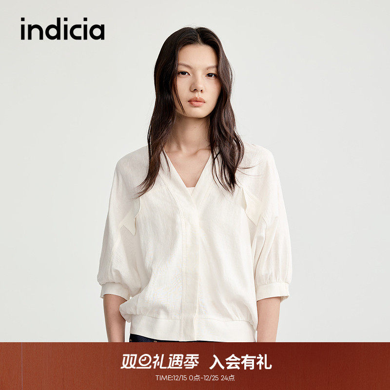 indicia标记慵懒随性蝙蝠袖衬衫