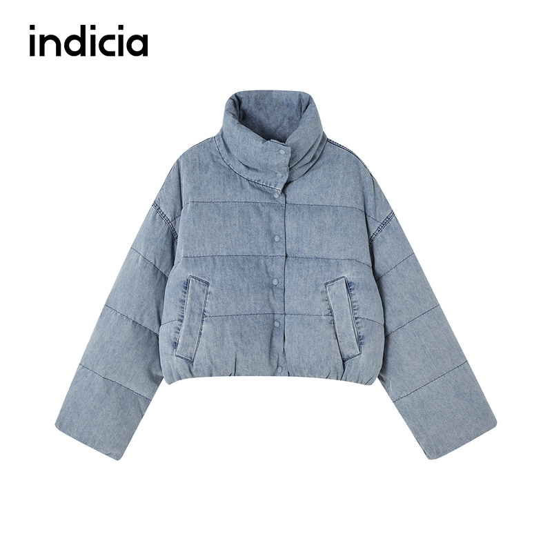 indicia标记商场同款牛仔羽绒服立领加厚面包服外套F2D4YR723F