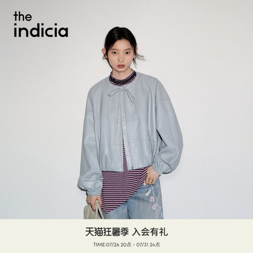 the indicia标记2026秋季新款清新雾蓝甜酷风短款皮衣 L2C6PY205Y