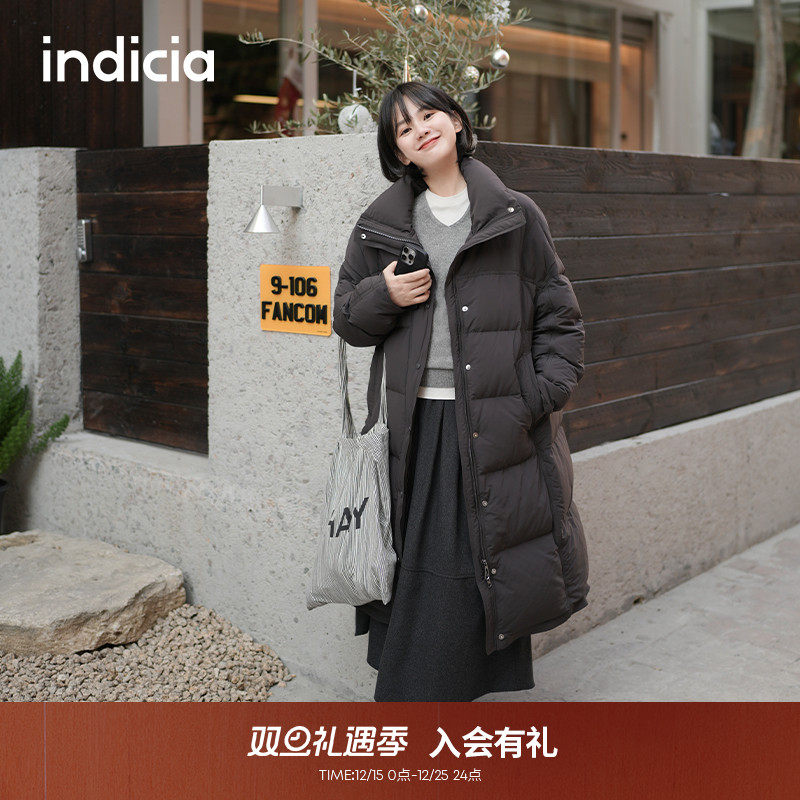 indicia标记2025冬季新款简约通勤保暖长款羽绒服外套 L2D5YR300