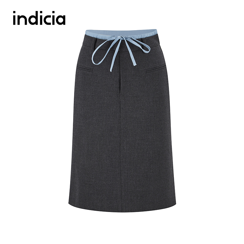 indicia标记商场同款2025冬季新款设计感撞色边半身裙 F2D5QZ522F