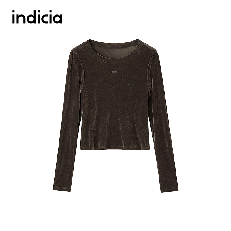 indicia标记商场同款2025冬新款光泽感柔软亲肤长袖T恤F2D5TX649C