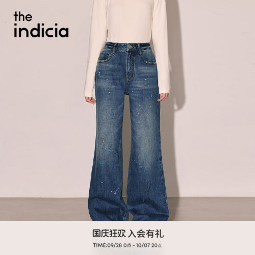 the indicia标记2026冬新款复古街头氛围感泼墨牛仔裤 L2D6NK271Y