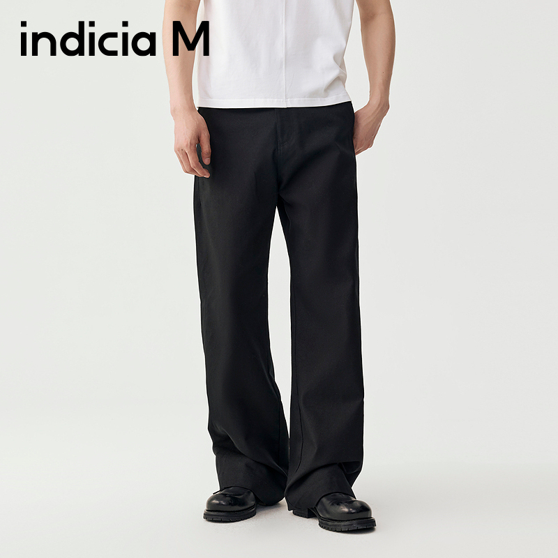 indiciaM标记男装商场同款25秋新款纯棉休闲黑色长裤M2D5KZ170L