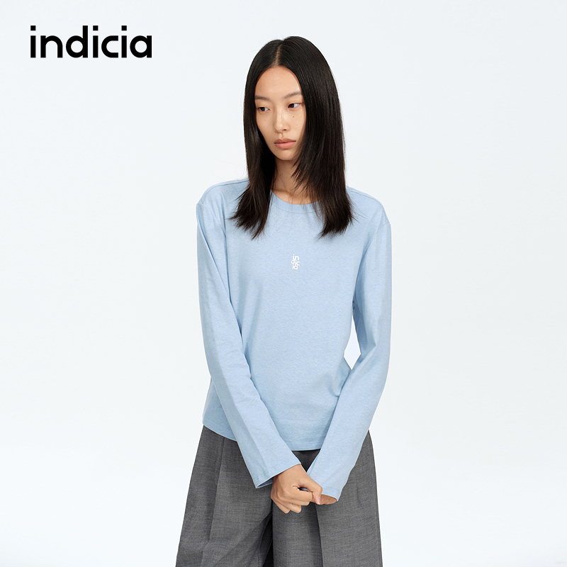 indicia标记商场同款25秋季新款简约小清新百搭长袖T恤F2A5TX042N