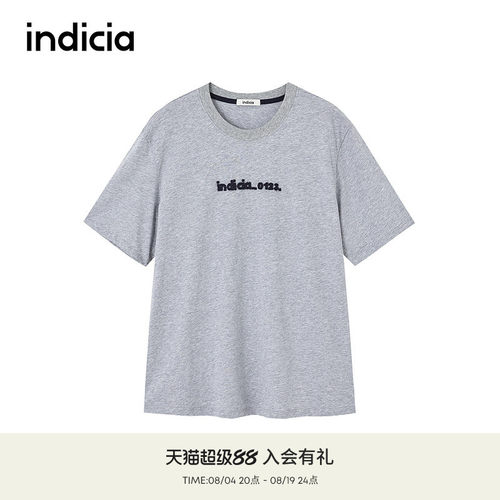indicia标记商场同款夏季舒适极简风立体字母短袖T恤 F2C5TX377N