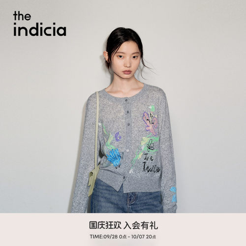 the indicia标记2026秋新款原创手绘花卉提花设计开衫 L2C6KS220Y