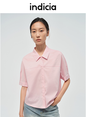 indicia标记商场夏季活力感多巴胺衬衫七分袖开衫上衣6B406CS360N