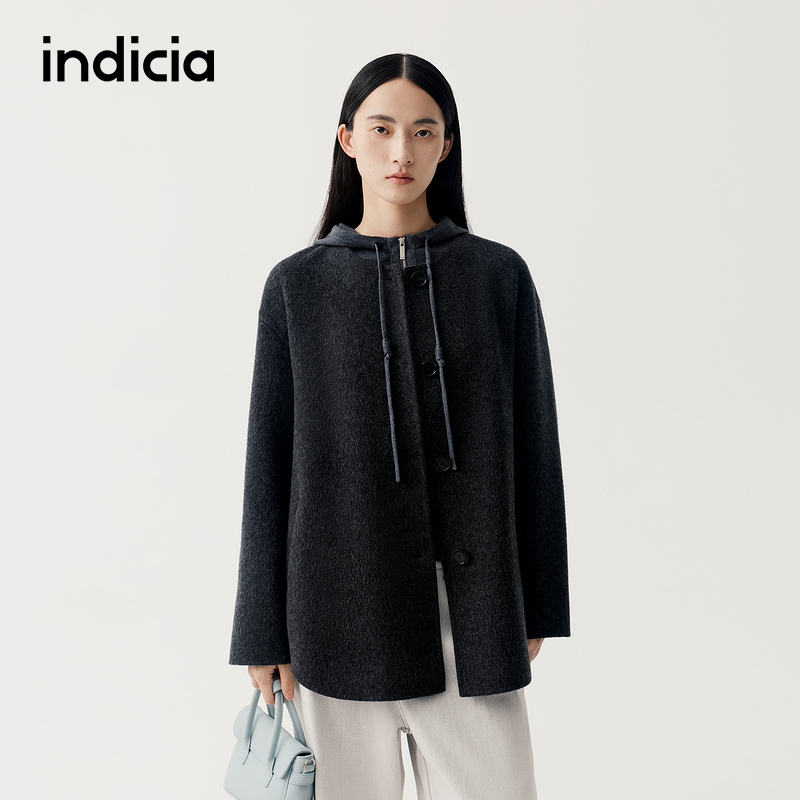 indicia标记商场同款2025冬季新款简约优雅气质短大衣 F2D5DY467N