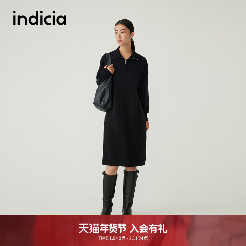 indicia标记商场同款秋冬绵羊毛针织高领过膝纯色长裙5D311LQ606F,女装/女士精品,连衣裙,淘宝优惠券,粉丝福利购,淘宝优惠卷
