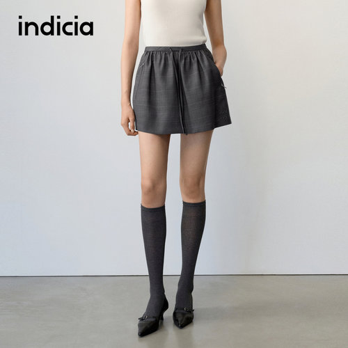 indicia标记商场同款2026秋季新款高腰系带褶皱半身裙F2C6QZ358C