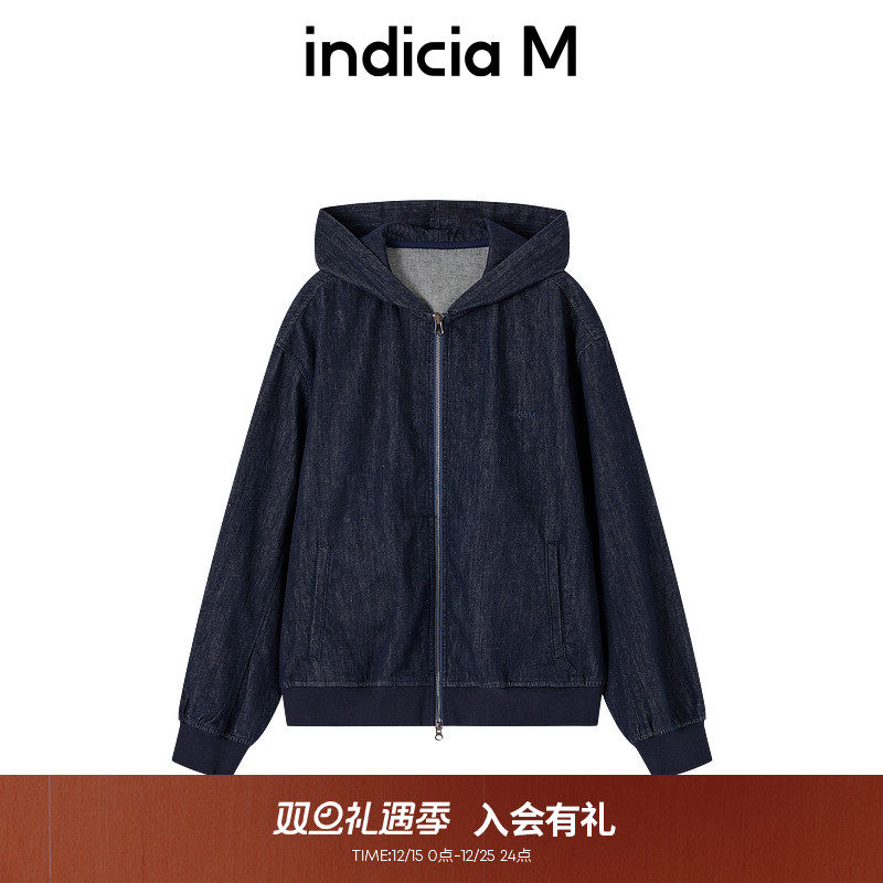 indiciaM标记男装商场同款25春新款休闲连帽拉链外套 M2A5WT025B