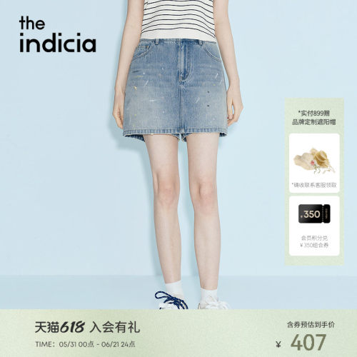 the indicia标记26夏纯棉复古涂鸦A字显瘦工装牛仔半裙 L2B6QZ098