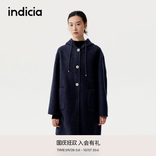 indicia标记冬新款宽松包容茧型设计慵懒松弛感大衣L2D5DY235