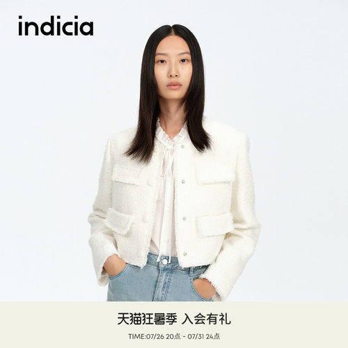 indicia标记商场同款春秋新款时髦流苏小香风外套短款F2A5WT014C