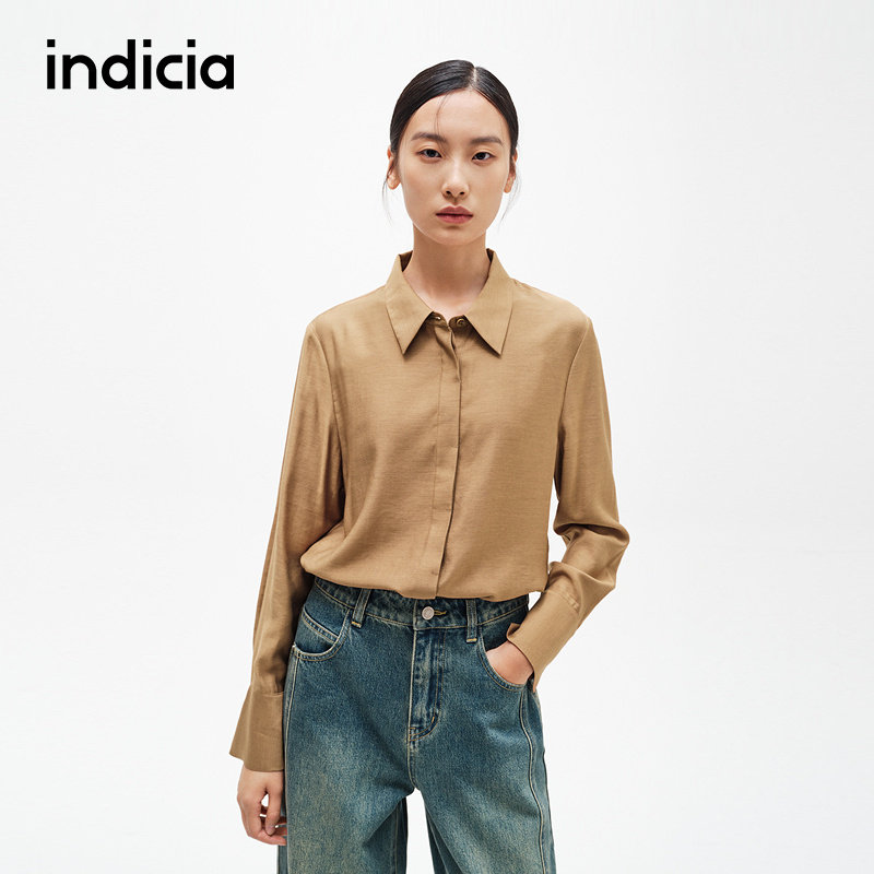 indicia标记简约质感慵懒衬衫图片