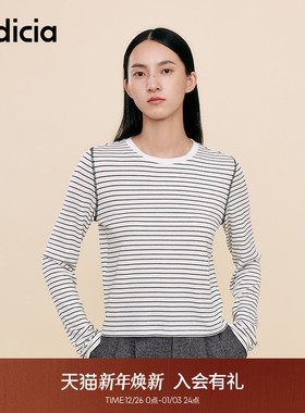 indicia标记2025秋新款减龄洋气条纹长袖T恤慵懒百搭L2C5TX180
