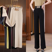 阔腿长裤 女透气宽松高腰垂感大码 百搭显瘦 高腰休闲直筒裤 2025新款