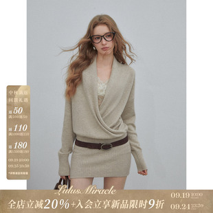 Lulusmiracle【肉桂卷】春秋简约气质显瘦时尚休闲针织连衣裙女