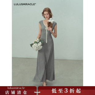 Lulusmiracle【白茶花】春夏气质慵懒风设计感显瘦修身连衣裙女装