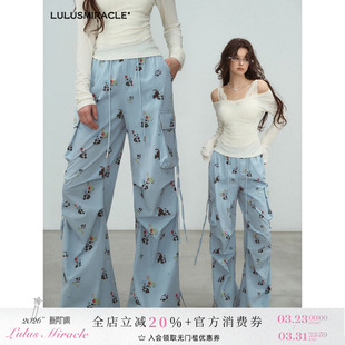 女街头休闲宽松百搭长裤 LulusMiracle 裤 熊猫满印花工装 软壳熊