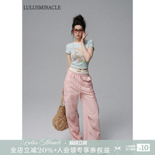 李小璐夏日多巴胺T恤工装裤套装