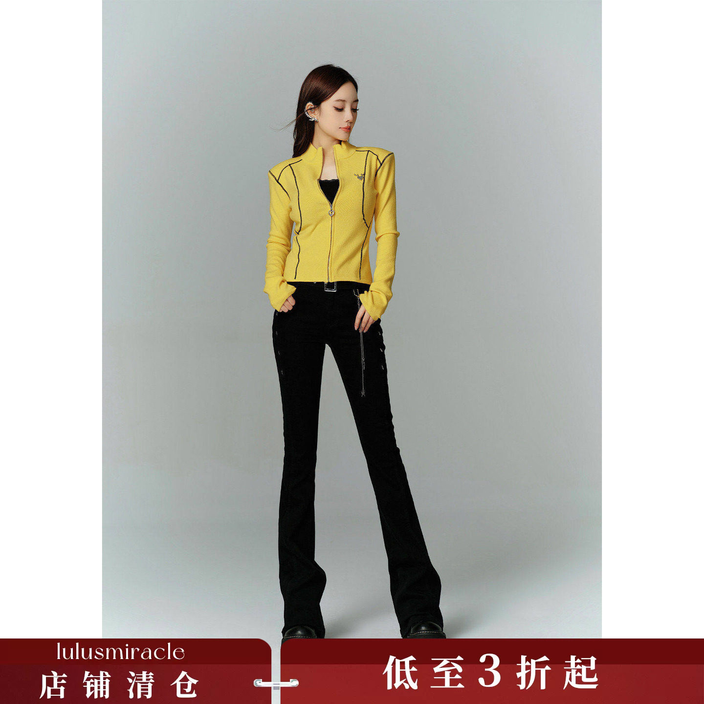 【清仓福利款】【甜酷典范】春夏撞色修身显瘦外套机车风上衣