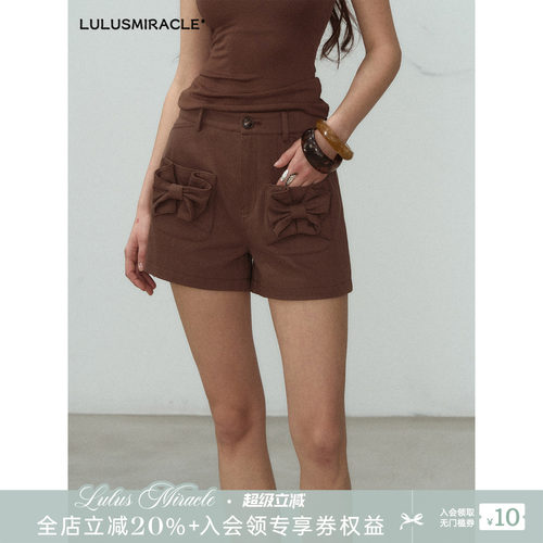 复古蝴蝶结高腰显瘦辣妹短裤