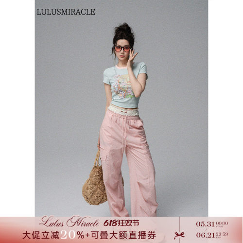 李小璐夏日多巴胺T恤工装裤套装