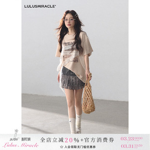 T恤半身裙套装 复古甜辣设计感印花短袖 梦核漫刊 LulusMiracle