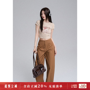 显瘦短款 LulusMiracle t恤女修身 魔法小兔 上衣 李小璐正肩短袖