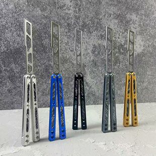 班输造物原创8802天工巧夺非攻七系铝柄玻璃音蝴蝶刀练习刀未开刃