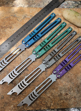 Theone小鲨原版钛合金一体柄高端轴套存油定位轴蝴蝶甩刀未开刃