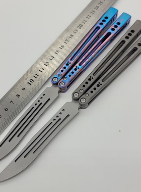 Theone钛柄一体烈风v4蝴蝶刀轴套蝴蝶甩刀练习刀未开刃蝴蝶刀梳子