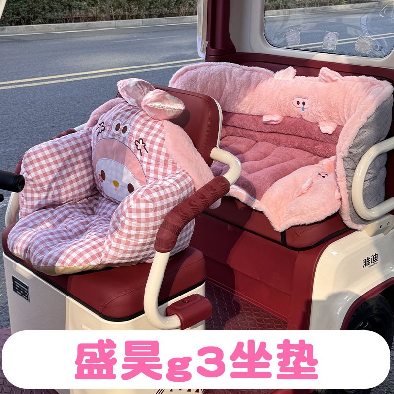 适用盛昊G3三轮车保暖坐垫套冬款可爱加厚保暖电动车座套装饰配件