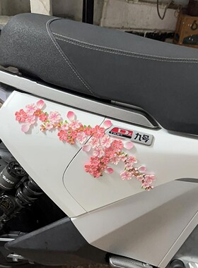 适用九号电动车装饰小配件3D立体桃花车贴mzmix/m85c/n370c不留胶