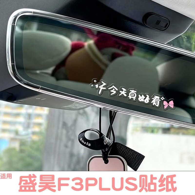 适用盛昊f3plus后视镜贴纸电动车反光镜封闭三轮车贴画倒车镜装饰