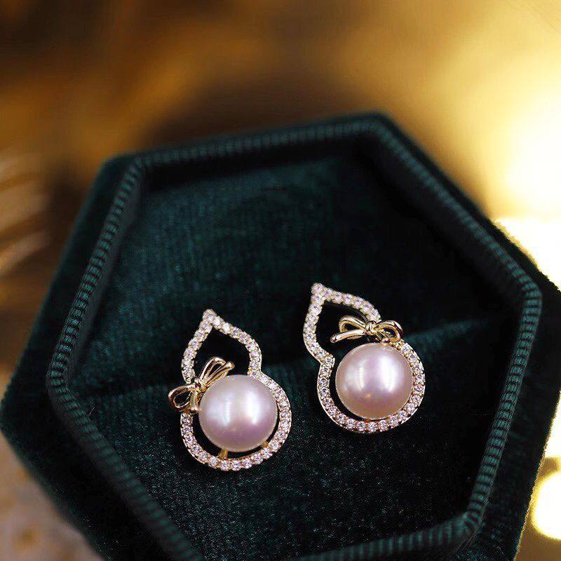 天然淡水珍珠葫芦蝴蝶结耳钉女925银针小众设计高级感耳环耳饰,珠宝/钻石/翡翠,耳饰,淘宝优惠券,粉丝福利购,淘宝优惠卷