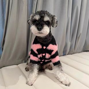 宠物衣服秋冬款帅气黑桃莓莓针织衫中小型犬雪纳瑞比熊泰迪