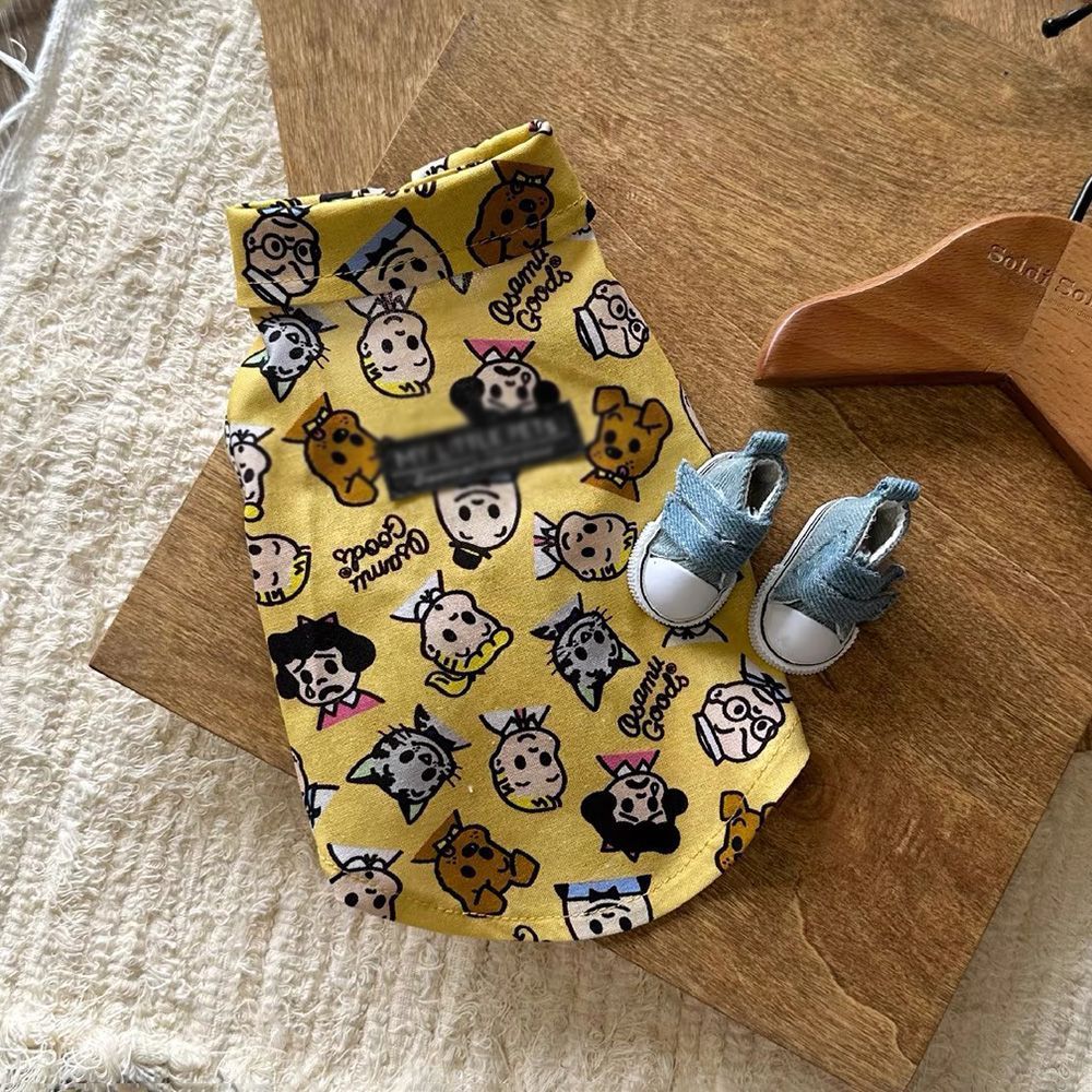 宠物猫咪狗狗衣服 夏季薄款漫画衬衫 中小大型犬防掉毛空调服