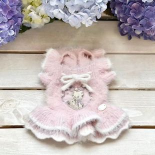 洋气防寒卡通狗狗猫咪毛衣秋冬宠物小型犬冬天保暖泰迪加厚连衣裙