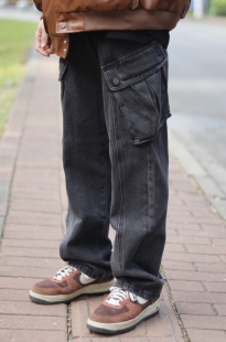 KZDALL 秋冬美式复古水洗牛仔裤街头宽松直筒工装裤休闲男女