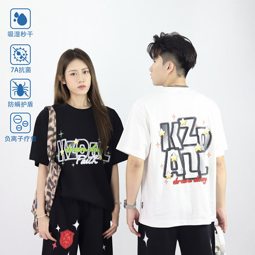 KZDALL“镂空渐变字母”印花短袖