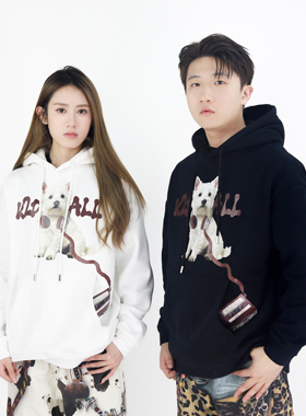 KZDALL原创设计西高地印花连帽卫衣秋冬加绒复古宽松休闲男女帽衫