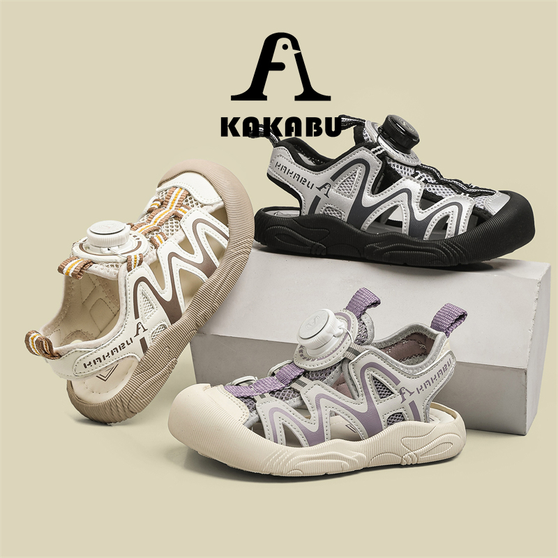 男童凉鞋夏季2024新款女童鞋运动包头沙滩鞋旋钮扣软底防滑儿童鞋