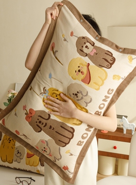 纯棉四层纱布枕套一对装成人x枕头套单个家用加厚全棉枕芯套防头