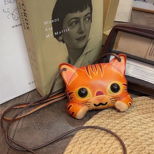 零钱包真皮卡通包牛皮动物造型包单肩斜挎手提包儿童小猫咪小背包