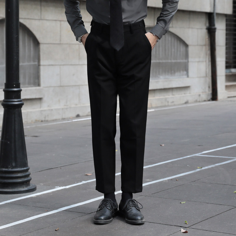 [三色] 韩版休闲时尚九分裤 隐B形弹力腰百搭青年潮男修身小脚西