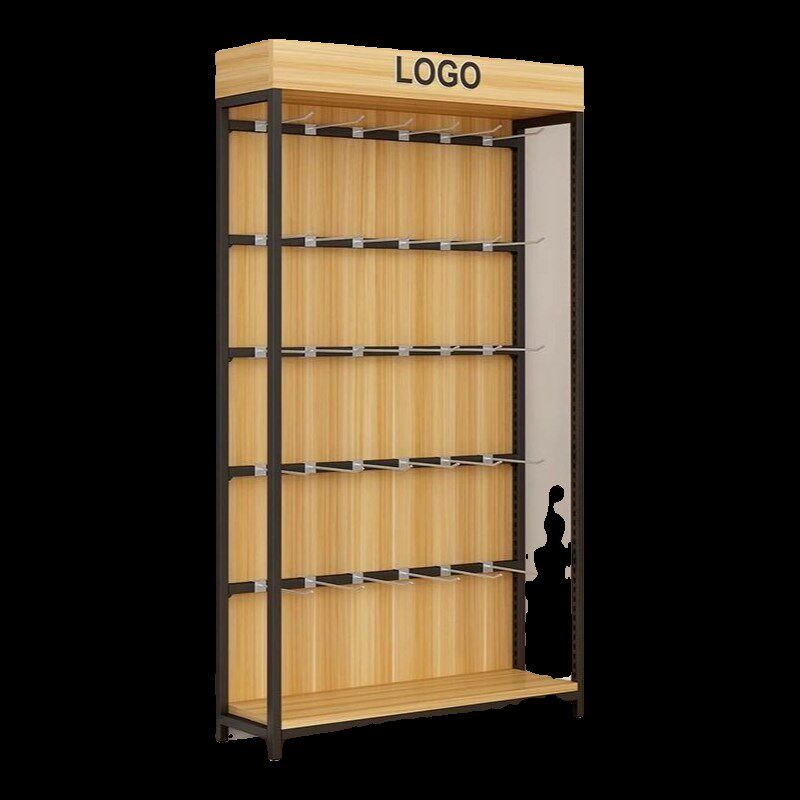 货架展示柜钢木置物架可调节陈列架落地简易超市多层收Z纳储物柜